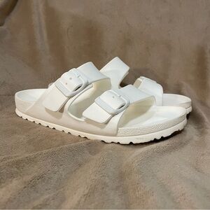 Birkenstock White EVA Arizona Two-Strap Slide Sandals.